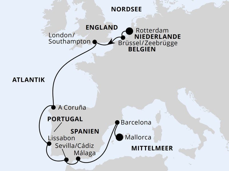 Ostern von Rotterdam nach Mallorca
