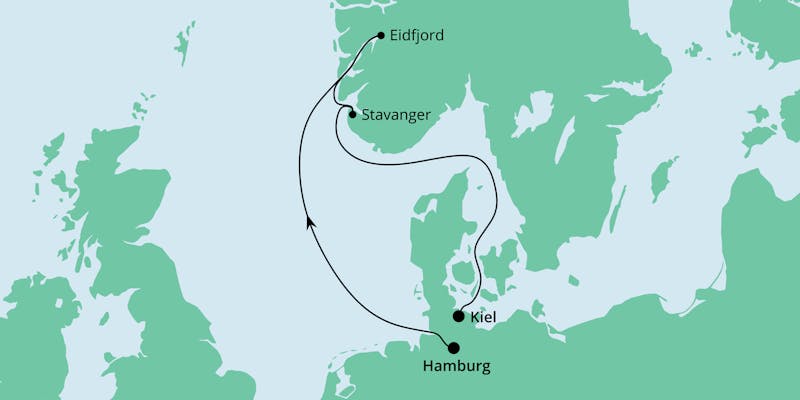 Norwegens Küste von Hamburg nach Kiel