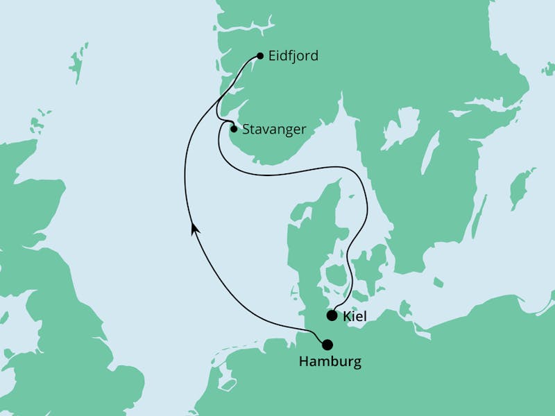 Norwegens Küste von Hamburg nach Kiel