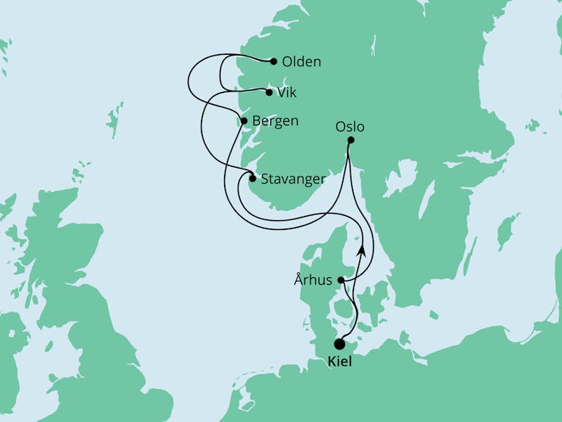 Norwegens Küste mit Fjorden ab Kiel
