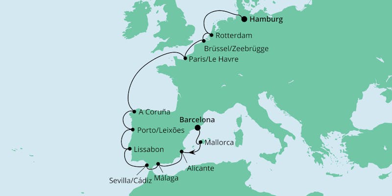 Von Barcelona nach Hamburg